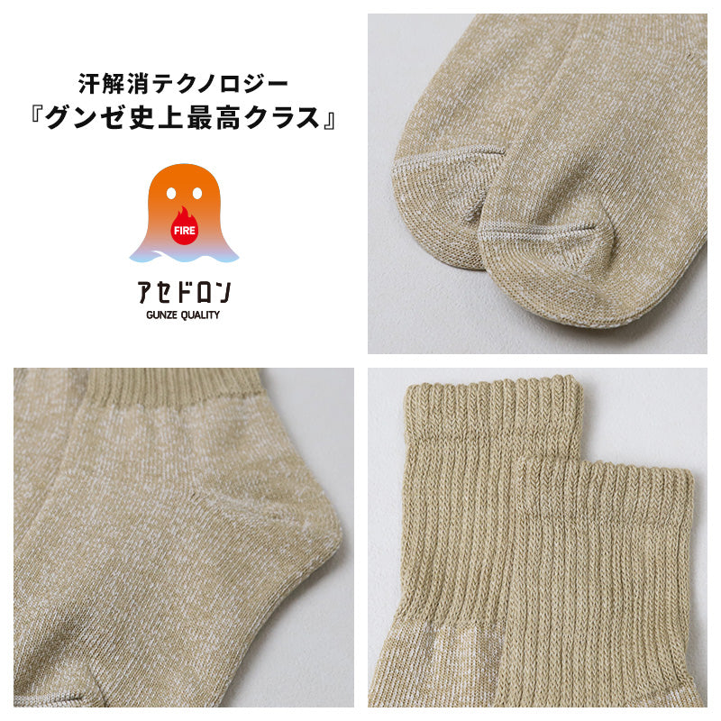 ファイヤーアセドロン 婦人 ソックス レディース 靴下 汗とり グンゼ 22 23 24 cm 吸汗 吸水 消臭 防臭 蒸れにくい 蒸れ防止 足蒸れ対策 足冷え対策 冷え取り クルー丈 3層構造 厚手 丈夫 通勤 通学 ビジネス カジュアル ブラック 黒 母の日 プレゼント ギフト 贈り物