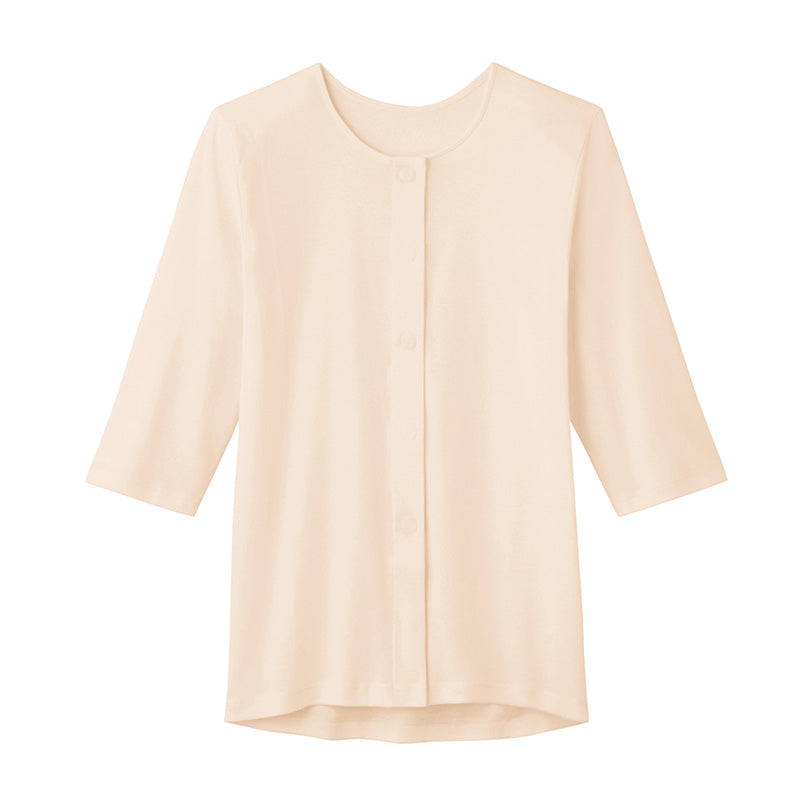 グンゼ 愛情らくらく ワンタッチ 7分袖シャツ 綿100% マジックテープ M~LL 介護 肌着 前開き レディース 女性用 下着 GUNZE インナー 介護肌着 白 大きいサイズ LL