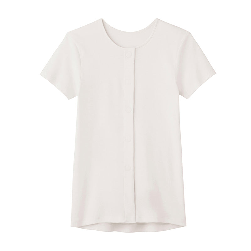 グンゼ 愛情らくらく ワンタッチ 3分袖シャツ 綿100% マジックテープ M~LL 介護 肌着 前開き レディース 半袖 女性用 下着 GUNZE インナー 大きいサイズ LL