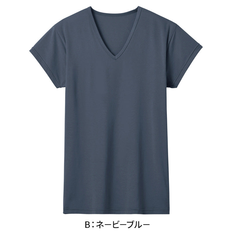 アセドロン Vネック Tシャツ グンゼ メンズ M L LL gunze 吸汗速乾 消臭 v首 半袖 短袖 汗取り 汗パッド 脇パッド シャツ 下着 肌着 インナー 夏 プレゼント ギフト 父の日