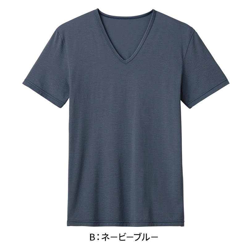 アセドロン Vネック Tシャツ グンゼ メンズ M L LL gunze 吸汗速乾 消臭 v首 半袖 シャツ 下着 肌着 インナー 夏 プレゼント ギフト 父の日