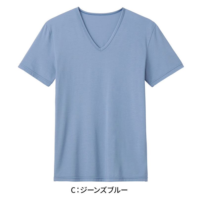 アセドロン Vネック Tシャツ グンゼ メンズ M L LL gunze 吸汗速乾 消臭 v首 半袖 シャツ 下着 肌着 インナー 夏 プレゼント ギフト 父の日