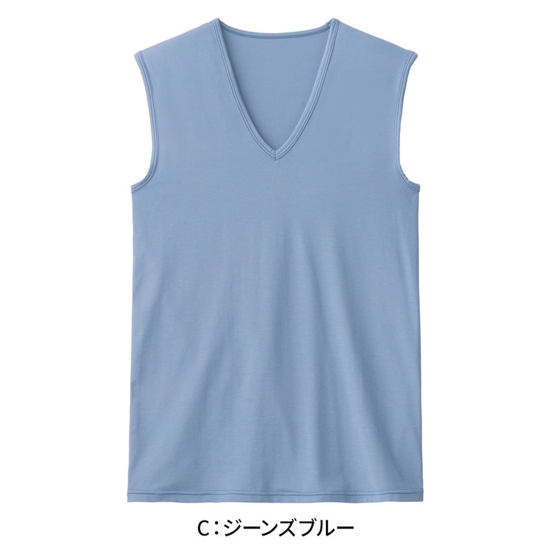 アセドロン スリーブレス メンズ インナー シャツ vネック グンゼ M L LL ノースリーブ 下着 肌着 夏 タンクトップ ランニング 吸汗速乾 消臭 v首 男性 紳士 GUNZE gunze tシャツ プレゼント ギフト 父の日