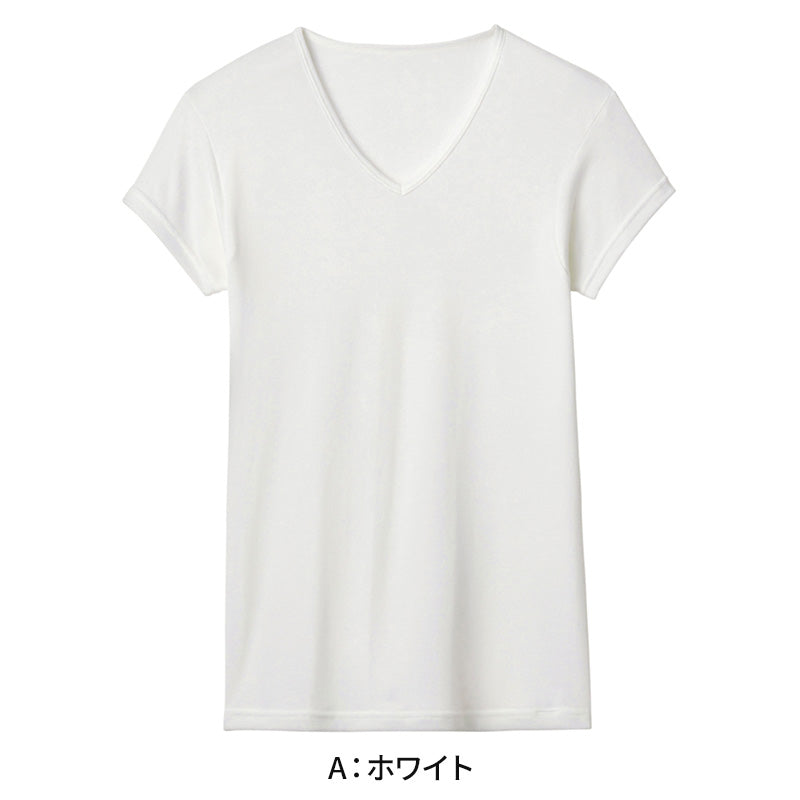 アセドロン Vネック Tシャツ グンゼ 鹿の子 クールマジック メンズ M~LL gunze coolmagic 吸汗速乾 消臭 v首 半袖 短袖 汗取り 汗パッド 脇パッド シャツ 下着 肌着 インナー 夏 プレゼント ギフト 父の日 (在庫限り)