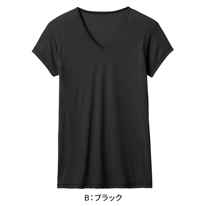 アセドロン Vネック Tシャツ グンゼ 鹿の子 クールマジック メンズ M~LL gunze coolmagic 吸汗速乾 消臭 v首 半袖 短袖 汗取り 汗パッド 脇パッド シャツ 下着 肌着 インナー 夏 プレゼント ギフト 父の日 (在庫限り)