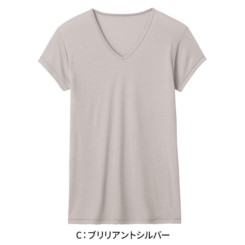 アセドロン Vネック Tシャツ グンゼ 鹿の子 クールマジック メンズ M~LL gunze coolmagic 吸汗速乾 消臭 v首 半袖 短袖 汗取り 汗パッド 脇パッド シャツ 下着 肌着 インナー 夏 プレゼント ギフト 父の日 (在庫限り)