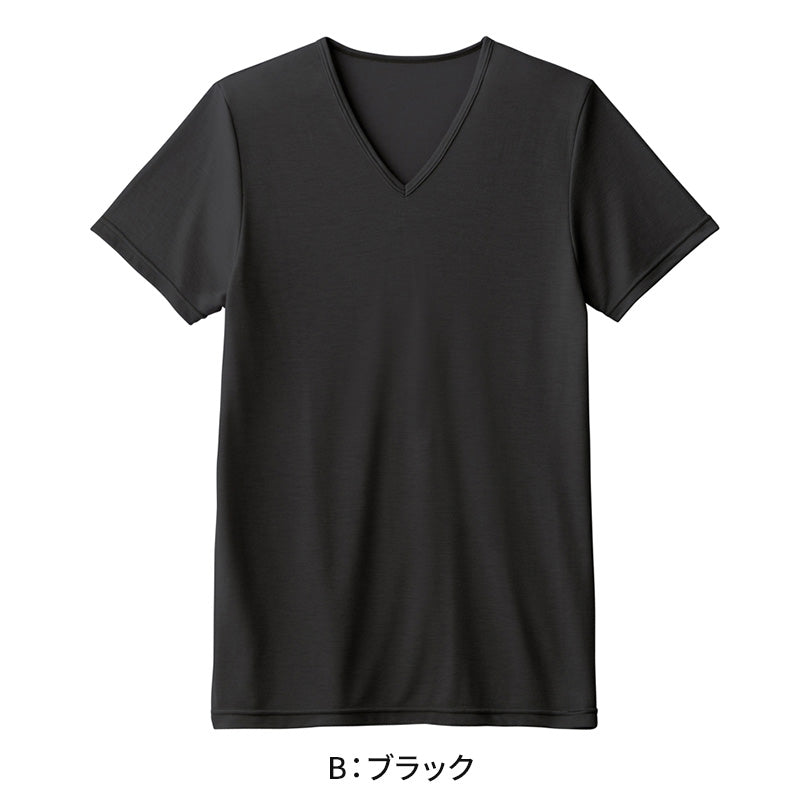 アセドロン Vネック Tシャツ グンゼ 鹿の子 クールマジック メンズ M~LL gunze coolmagic 吸汗速乾 消臭 v首 半袖 シャツ 下着 肌着 インナー 夏 プレゼント ギフト 父の日 (在庫限り)
