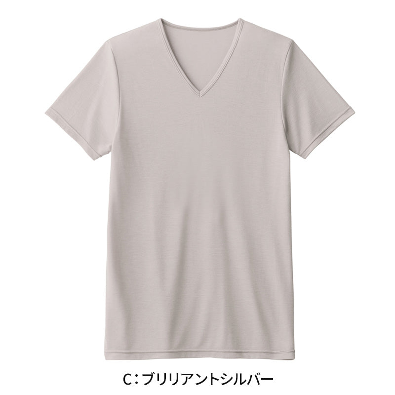 アセドロン Vネック Tシャツ グンゼ 鹿の子 クールマジック メンズ M~LL gunze coolmagic 吸汗速乾 消臭 v首 半袖 シャツ 下着 肌着 インナー 夏 プレゼント ギフト 父の日 (在庫限り)