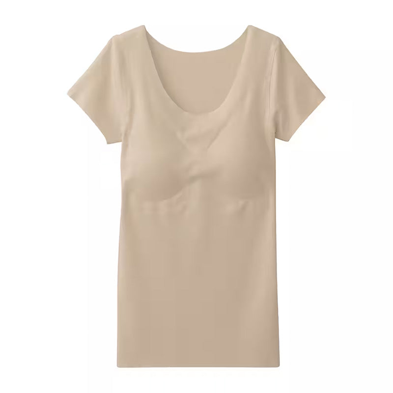 グンゼ レディース 半袖 インナー パッドつき 冷感 M~LL キレイラボ 下着 肌着 夏 薄手 2分袖 シャツ 完全無縫製 綿 コットン 縫い目なし シームレス (在庫限り)