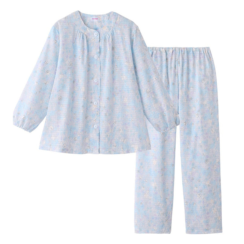 グンゼ パジャマ レディース 綿100 長袖 春夏 薄手 S M L LL 3L 女性 大きいサイズ 長ズボン 涼しい 吸汗速乾 夏用 花柄 プレゼント ギフト 母の日 敬老の日 GUNZE coolmagic (送料無料)