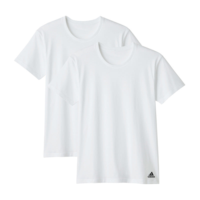 アディダス 綿100 Tシャツ メンズ 2枚組 グンゼ M L LL クルーネック 丸首 肌着 下着 インナー シャツ 2枚セット adidas gunze 白 黒 プレゼント ギフト