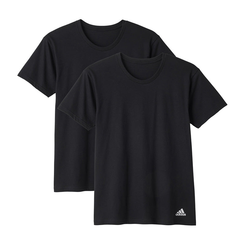アディダス 綿100 Tシャツ メンズ 2枚組 グンゼ M L LL クルーネック 丸首 肌着 下着 インナー シャツ 2枚セット adidas gunze 白 黒 プレゼント ギフト