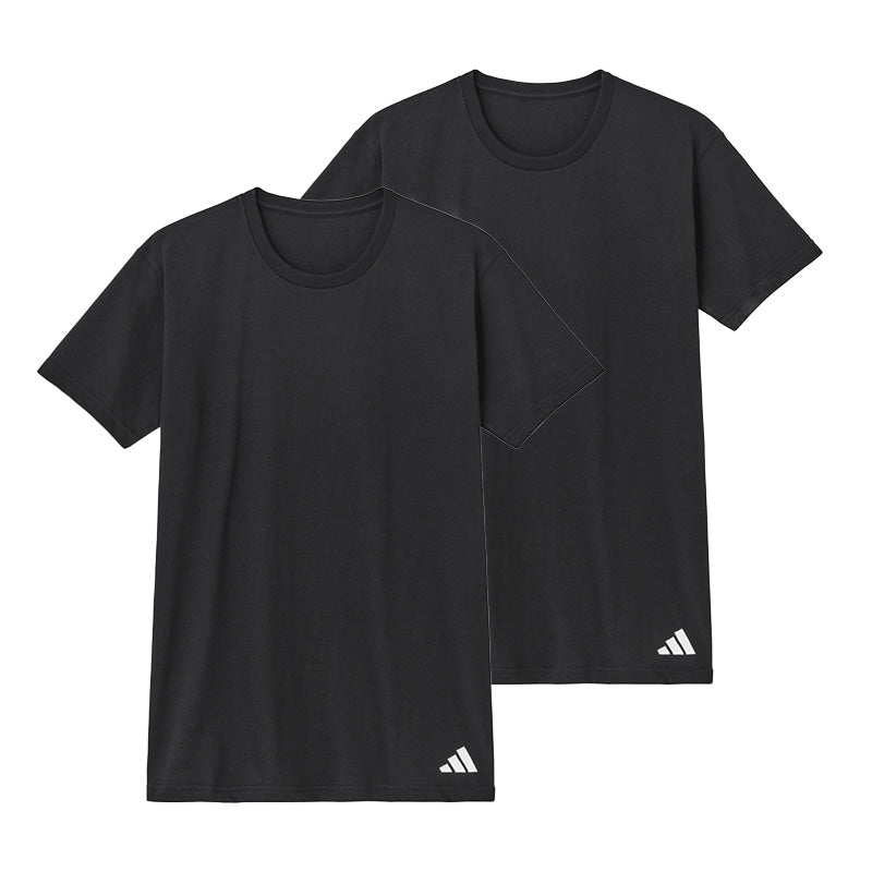 アディダス 綿100 Tシャツ メンズ 2枚組 グンゼ M L LL クルーネック 丸首 肌着 下着 インナー シャツ 2枚セット adidas gunze 白 黒 プレゼント ギフト