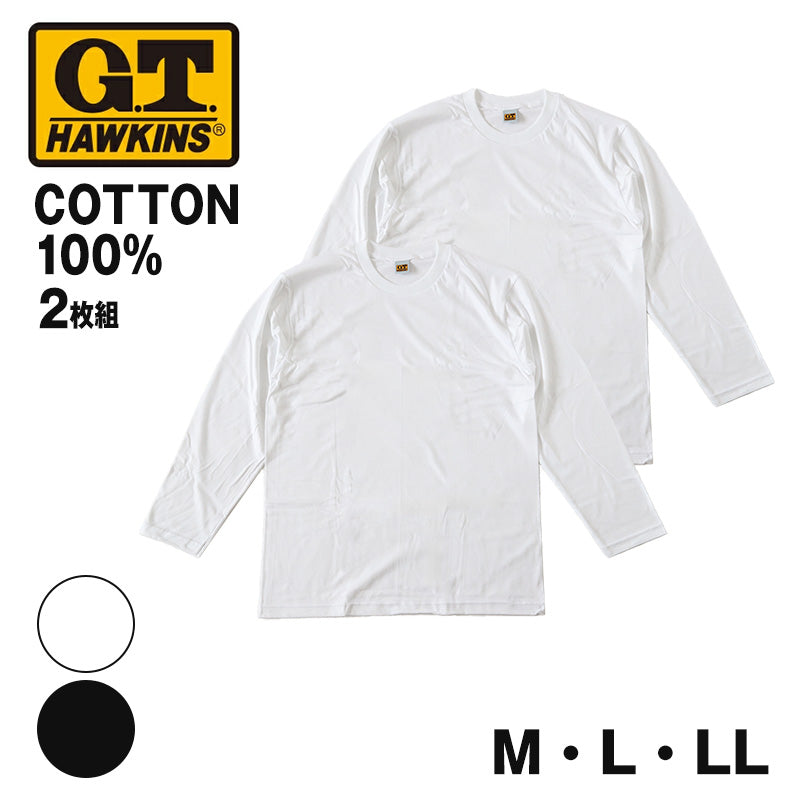 グンゼ GTホーキンス メンズ 長袖 tシャツ 2枚組 M~LL 綿100% GUNZE gt ホーキンス クルーネック ロングスリーブ シャツ インナー コットン ロゴ 肌着 下着 シンプル トップス M L LL