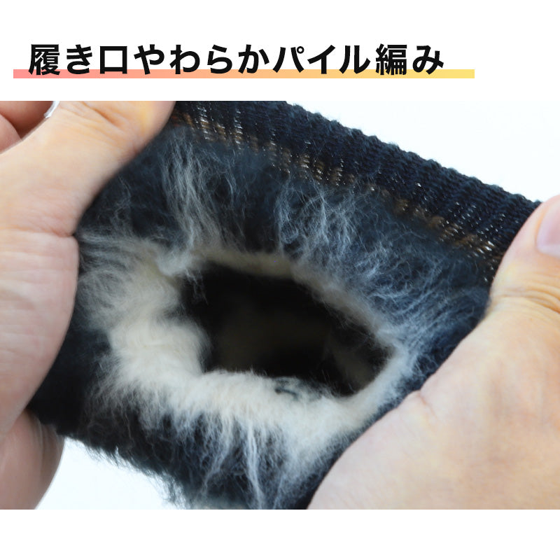 ウチコレ 裏起毛 ソックス メンズ グンゼ 25-27cm ボーダー 靴下 ルームソックス クルーソックス 防寒 冷え対策 もこもこ ふわふわ あったか あたたか 暖か 暖かい 室内 プレゼント ギフト クリスマス (在庫限り)