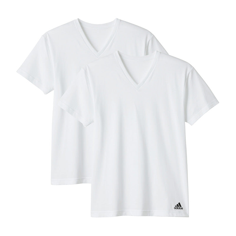 アディダス v首 Tシャツ 綿100 メンズ 2枚組 グンゼ M L LL vネック 肌着 下着 インナー シャツ 2枚セット adidas 白 黒 プレゼント ギフト
