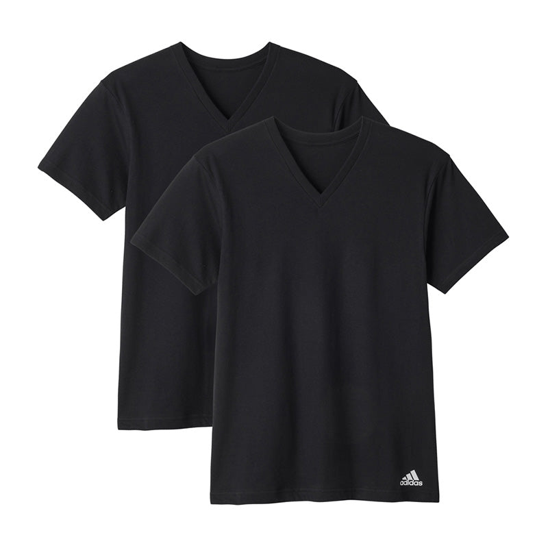 アディダス v首 Tシャツ 綿100 メンズ 2枚組 グンゼ M L LL vネック 肌着 下着 インナー シャツ 2枚セット adidas 白 黒 プレゼント ギフト