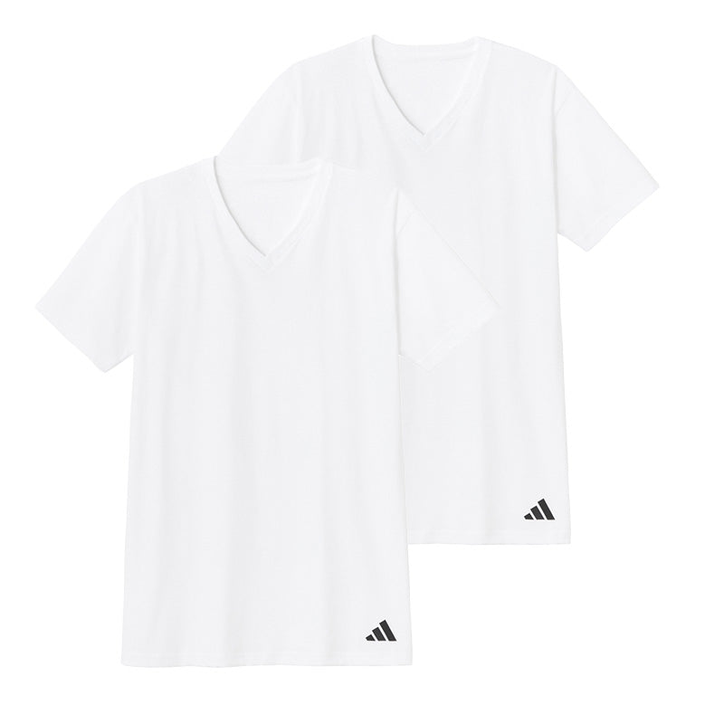 アディダス v首 Tシャツ 綿100 メンズ 2枚組 グンゼ M L LL vネック 肌着 下着 インナー シャツ 2枚セット adidas 白 黒 プレゼント ギフト