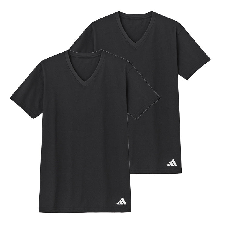 アディダス v首 Tシャツ 綿100 メンズ 2枚組 グンゼ M L LL vネック 肌着 下着 インナー シャツ 2枚セット adidas 白 黒 プレゼント ギフト