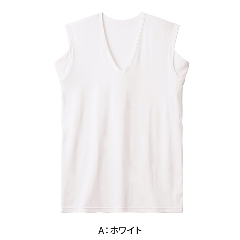 アセドロン スリーブレス 汗取り付き メンズ インナー シャツ vネック グンゼ M L LL ノースリーブ 下着 肌着 夏 タンクトップ ランニング 吸汗速乾 消臭 v首 GUNZE gunze tシャツ プレゼント ギフト 父の日 (在庫限り)