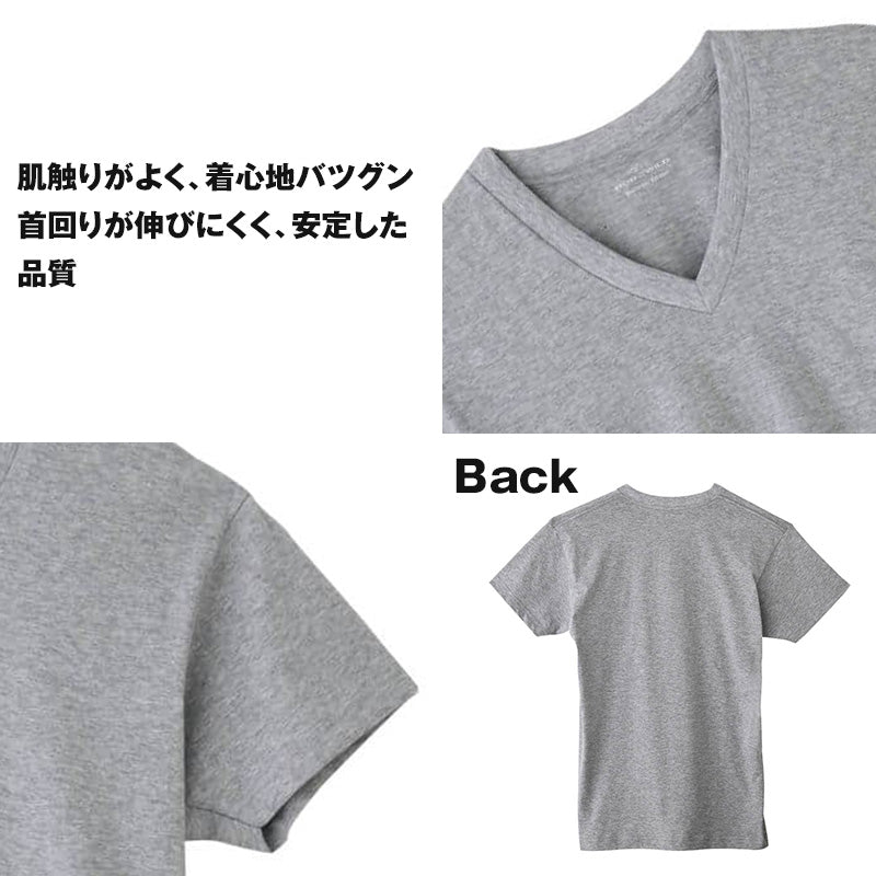 グンゼ vネック tシャツ ボディワイルド 綿100 2枚組 M L LL v首 肌着 下着 無地 インナー 2枚セット gunze bodywild 白 黒 灰 プレゼント ギフト