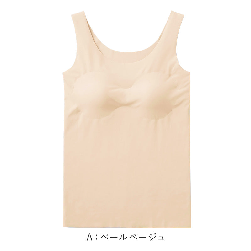 Tuche パッド付 タンクトップ ブラトップ カップ付 M L LL GUNZE グンゼ トゥシェ シームレス 完全無縫製 カットオフ
