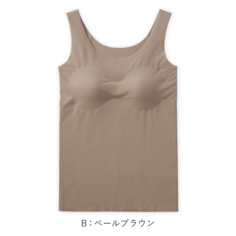Tuche パッド付 タンクトップ ブラトップ カップ付 M L LL GUNZE グンゼ トゥシェ シームレス 完全無縫製 カットオフ