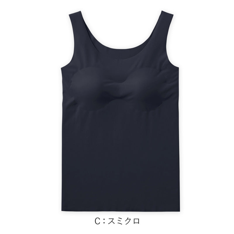 Tuche パッド付 タンクトップ ブラトップ カップ付 M L LL GUNZE グンゼ トゥシェ シームレス 完全無縫製 カットオフ