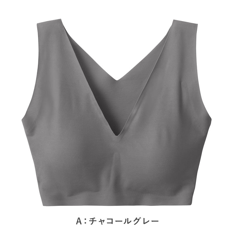 ブラジャー ブラ ハーフトップ ノンワイヤー キレイラボ M L LL グンゼ 縫い目なし オーガニックコットン 綿 カットオフ 楽 らく 美しい きれい レディース ストレスフリー グレー ピンク ベージュ