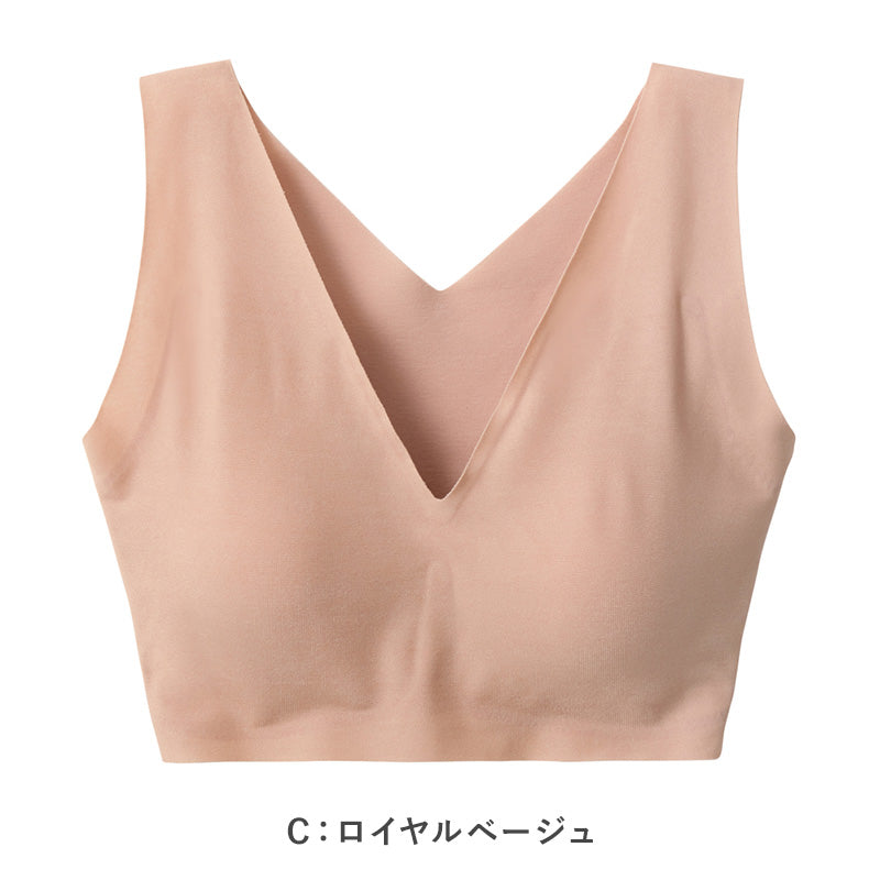 ブラジャー ブラ ハーフトップ ノンワイヤー キレイラボ M L LL グンゼ 縫い目なし オーガニックコットン 綿 カットオフ 楽 らく 美しい きれい レディース ストレスフリー グレー ピンク ベージュ