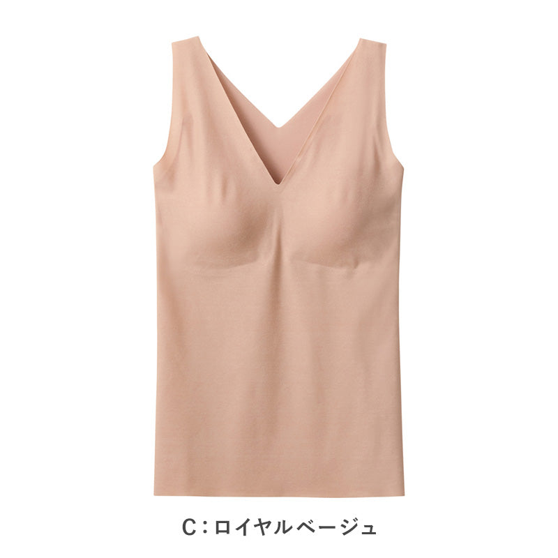 ブラトップ タンクトップ パッド入り ブラタンク キレイラボ M L LL グンゼ 縫い目なし オーガニックコットン 綿 カットオフ 楽 らく 美しい きれい レディース ストレスフリー グレー ピンク ベージュ