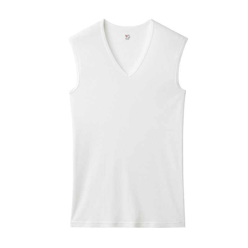 グンゼ YG tシャツ メンズ ノースリーブ スリーブレス vネック 接触冷感 綿100 M L LL v首 タンクトップ 肌着 下着 男性 紳士 インナーシャツ 夏 ビジネス インナー プレゼント ギフト 父の日 (在庫限り)