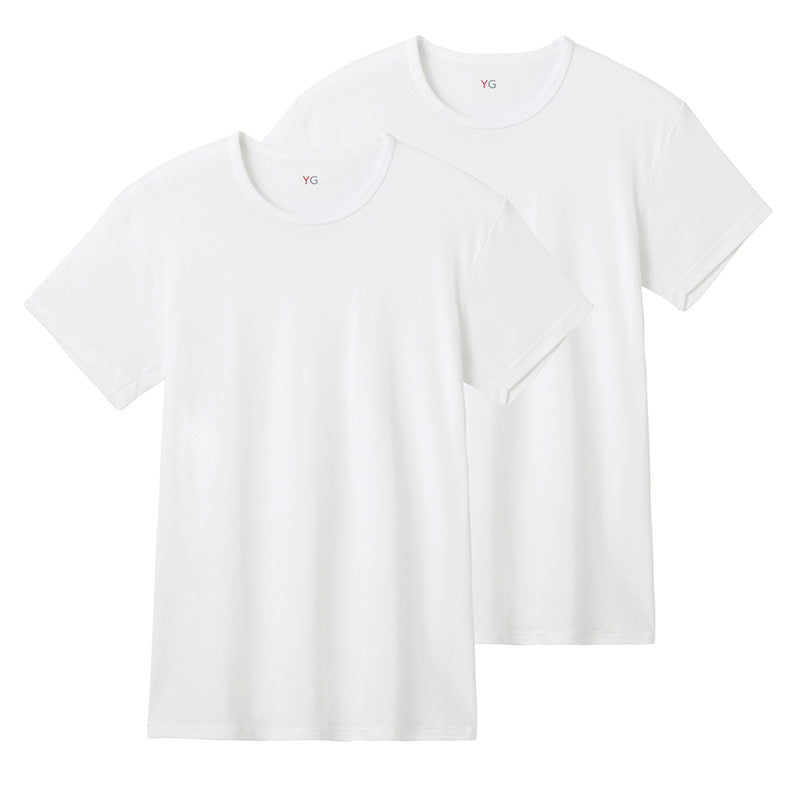 グンゼ YG 綿100 tシャツ メンズ 半袖 クルーネック 抗菌 防臭 2枚組 M L LL 丸首 GUNZE インナーシャツ 男性 紳士 下着 肌着 インナー ニオイ対策 夏 スーツ下 ビジネス ビジネスインナー オールシーズン