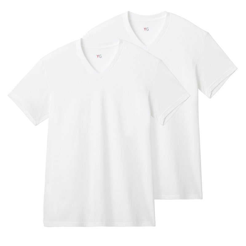 グンゼ YG 綿100 tシャツ メンズ 半袖 Vネック 抗菌 防臭 2枚組 M L LL v首 GUNZE インナーシャツ 男性 紳士 下着 肌着 インナー ニオイ対策 夏 スーツ下 ビジネス ビジネスインナー オールシーズン