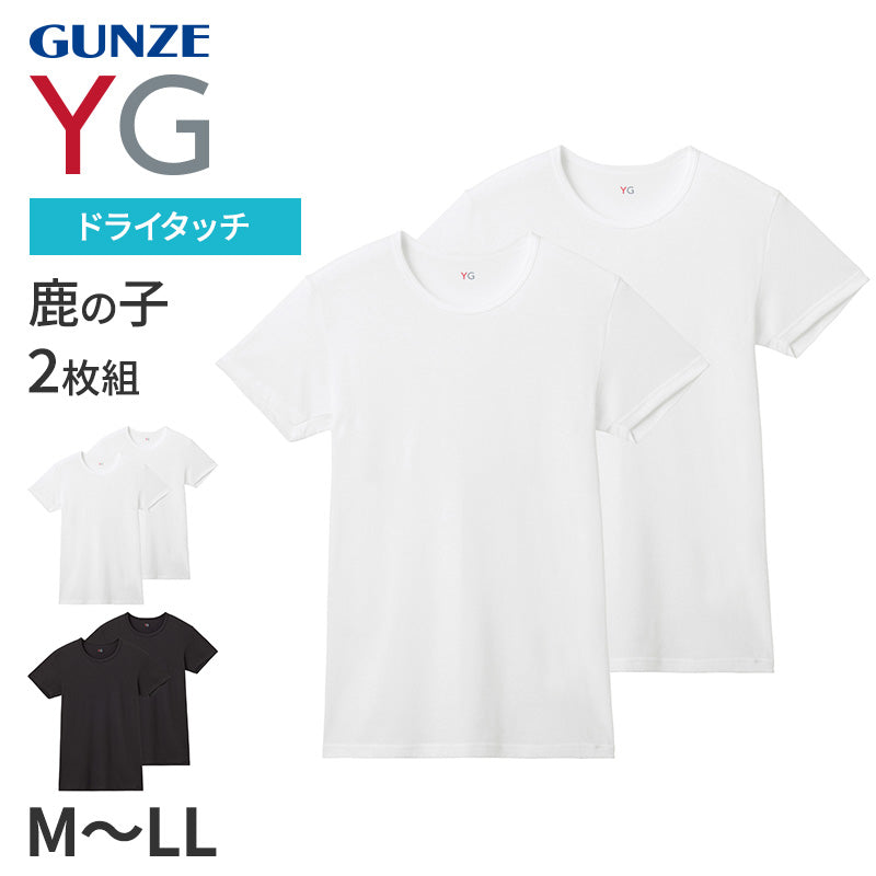 グンゼ YG tシャツ メンズ 半袖 クルーネック 鹿の子 抗菌 防臭 2枚組 M L LL 吸汗速乾 丸首 GUNZE インナーシャツ 男性 紳士 下着 肌着 インナー ニオイ対策 夏 スーツ下 ビジネス ビジネスインナー オールシーズン