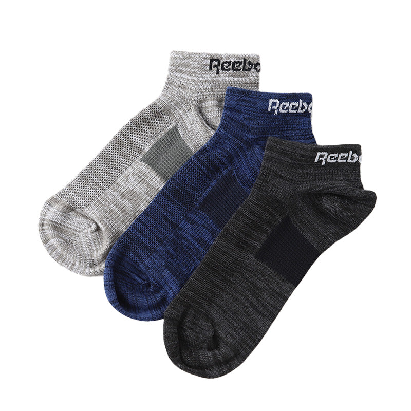 リーボック 靴下 ソックス メンズ 3足 セット スニーカー 丈 厚手 グンゼ 25 26 27 cm gunze reebok ホワイト 白 ブラック 黒 グレー 灰 ネイビー 紺 スポーツ ウォーキング ジョギング ランニング 運動