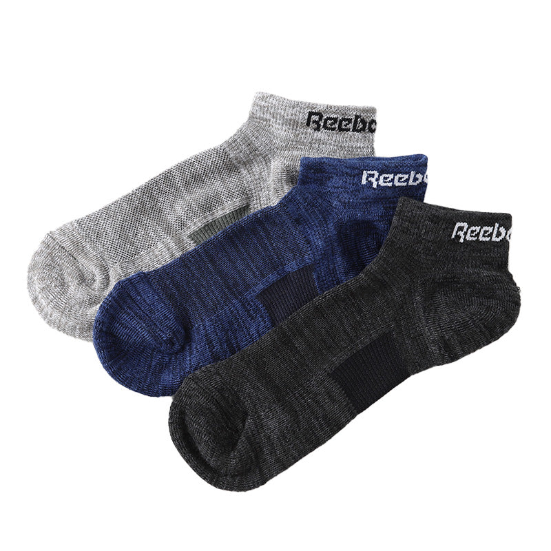 リーボック 靴下 ソックス メンズ 3足 セット スニーカー 丈 足底パイル 厚手 グンゼ 25 26 27 cm gunze reebok ホワイト 白 ブラック 黒 グレー 灰 ネイビー 紺 スポーツ ウォーキング ジョギング ランニング 運動