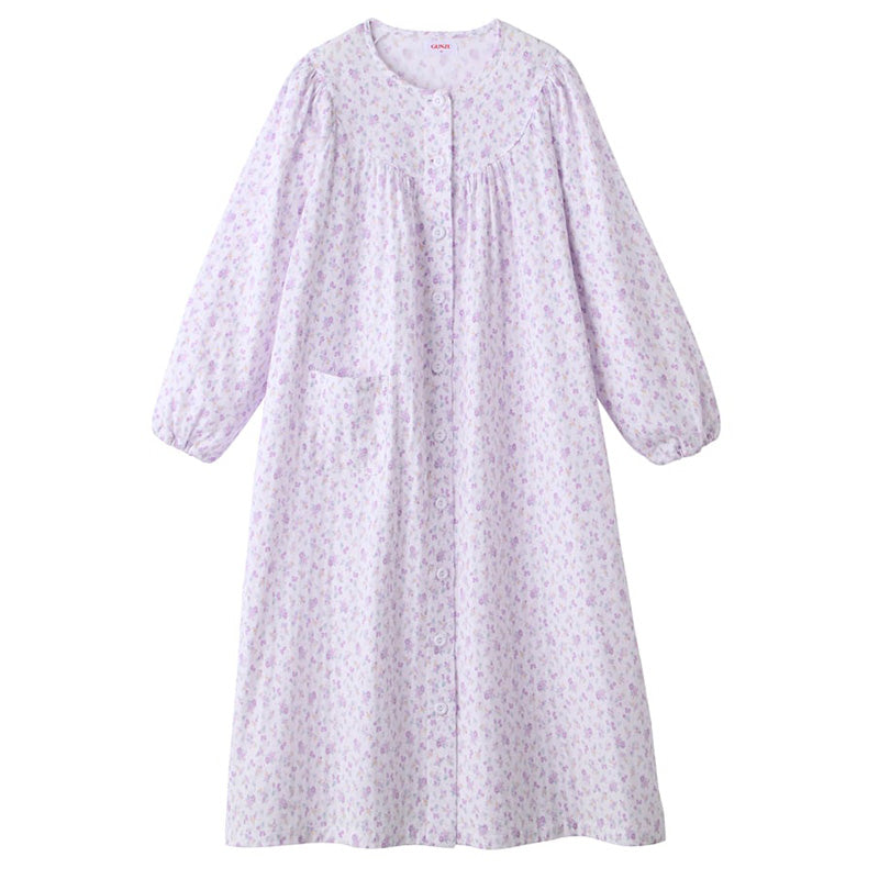 ネグリジェ グンゼ パジャマ レディース 綿100 長袖 M L LL gunze 綿100% ダブルガーゼ 女性 さらさら 薄手 寝巻き 花柄 ナイトウェア ホームウェア ルームウェア 母の日 敬老の日 (送料無料)