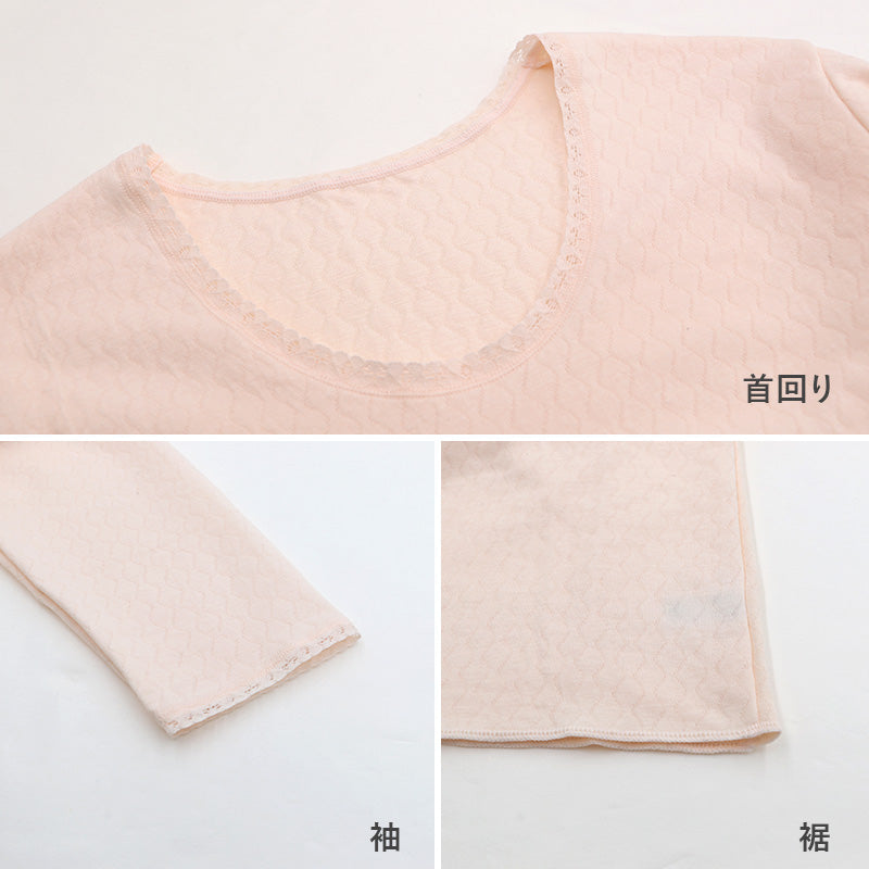 グンゼ 快適工房 婦人 中綿入り キルト 8分袖スリーマー レディース 冬用 M L LL 綿 インナー シャツ 長袖 綿肌着 冷え対策 あったか 防寒 下着 冬 天然素材