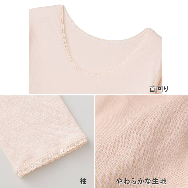 グンゼ 快適工房 婦人 あたたかい ウール混 8分袖スリーマー レディース 冬用 M L LL インナー シャツ 長袖 綿肌着 冷え対策 あったか 防寒 下着 冬 天然素材