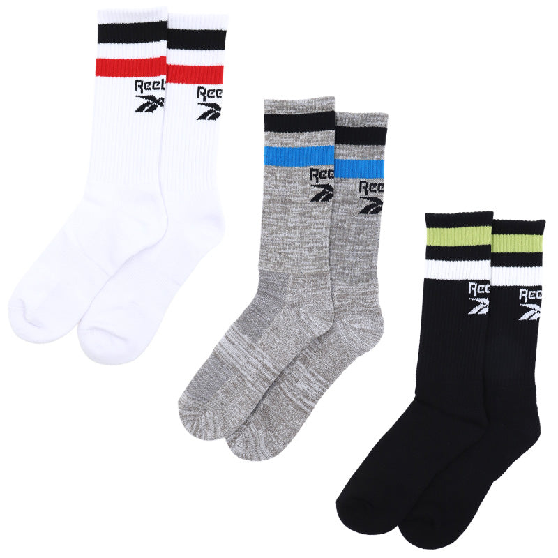 リーボック メンズ 靴下 クルー丈 ソックス 3足組 グンゼ 25 26 27 cm reebok アーチサポート 抗菌防臭 足底パイル クッション 綿混 吸汗速乾 蒸れにくい スポーツ ジム ランニング トレーニング デイリー 通勤 通学 まとめ買い セット プレゼント