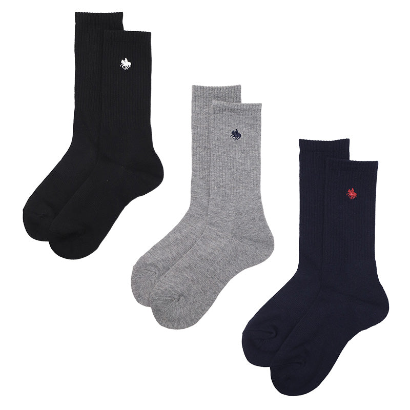 POLO メンズ クルーソックス 3足組 25 26 27 cm 靴下 底パイル クッション アーチサポート 綿混 ソックス クルー丈 スポーツソックス ブランドソックス 通勤 通学 スポーツ カジュアル 白 黒 男性用