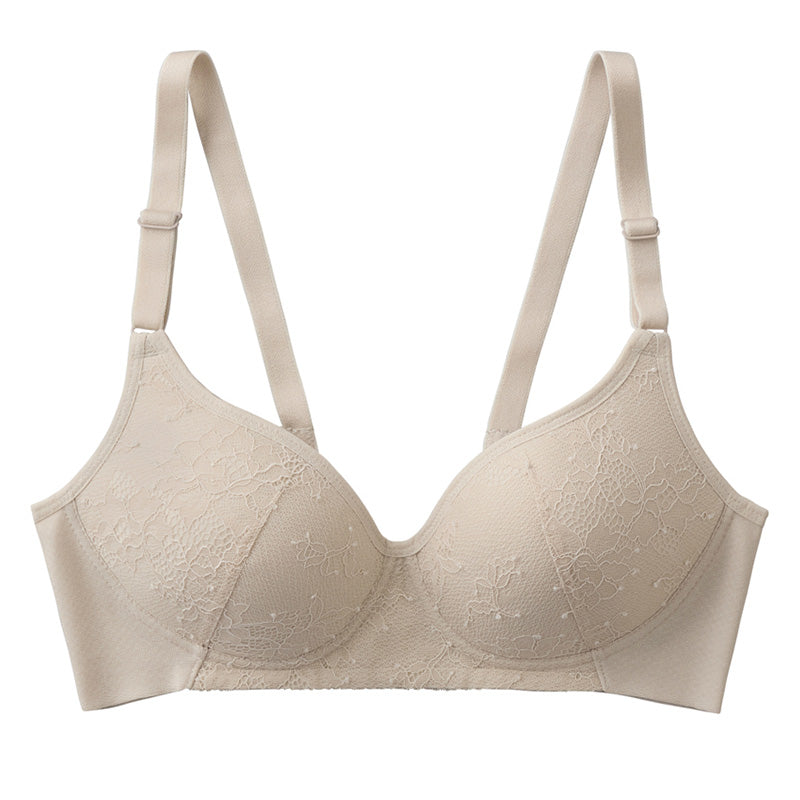 ノンワイヤーブラジャー レディース 肌側綿100% KIREILABO Fitte M L LL 綿混 オーガニックコットン レース 3/4カップ ストラップ調節可能 背中すっきり アンダーゴムなし 洗濯タグなし 締め付けにくい ブラ 下着 グンゼ キレイラボ ワイヤレス