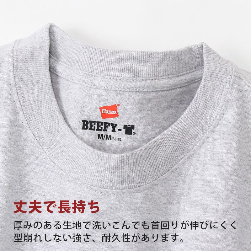 ヘインズ ビーフィー ロンT メンズ tシャツ 長袖 S~XL Hanes BEEFY-T トップス 綿100% ロングスリーブ クルーネック 男性 丈夫 無地 パックT