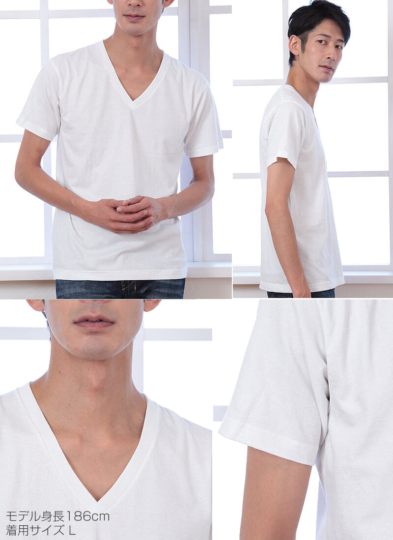 ヘインズ Tシャツ Vネック メンズ 半袖 綿 2枚組 XS~XL (hanes インナー 白 黒 インナーシャツ V首 アンダーウェア 下着 ジャパンフィット) (在庫限り)