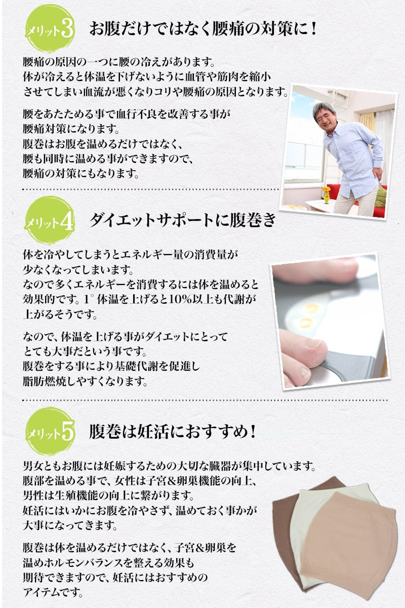 Suteteko メンズ 純毛100% タイコ型腹巻 二重タイプ M~LL (男性 腹巻き ハラマキ はらまき 防寒グッズ あったかグッズ 寒さ対策 プレゼント 大きいサイズあり 冷え対策 冷え性 オールシーズン)