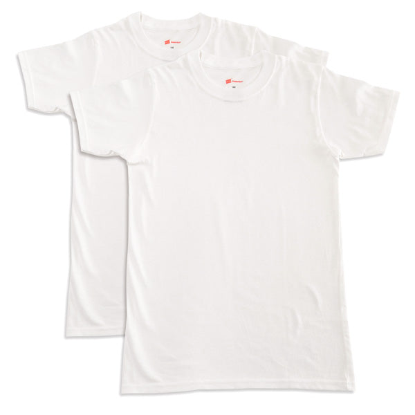 HANES BOYS 綿100% Tシャツ 2枚組 130cm~160cm (子供 下着 男の子 キッズ インナー 半袖 tシャツ ジュニア 肌着 綿 シャツ 140 150 160 白 無地) (在庫限り)