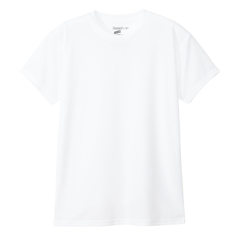 ヘインズ キッズ Tシャツ 2枚組 メッシュ 半袖 吸汗速乾 抗菌防臭 通気性 クルーネック インナー 子供 男の子 女の子 スポーツ 130cm~160cm 通学 体育 ドライTシャツ ジュニア 白 黒 Hanes MOVES タグレス 快適
