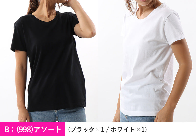 ヘインズ ジャパンフィット Tシャツ レディース 半袖 綿100% 2枚組 M・L インナー トップス コットン 無地 シンプル クルーネック 透けにくい
