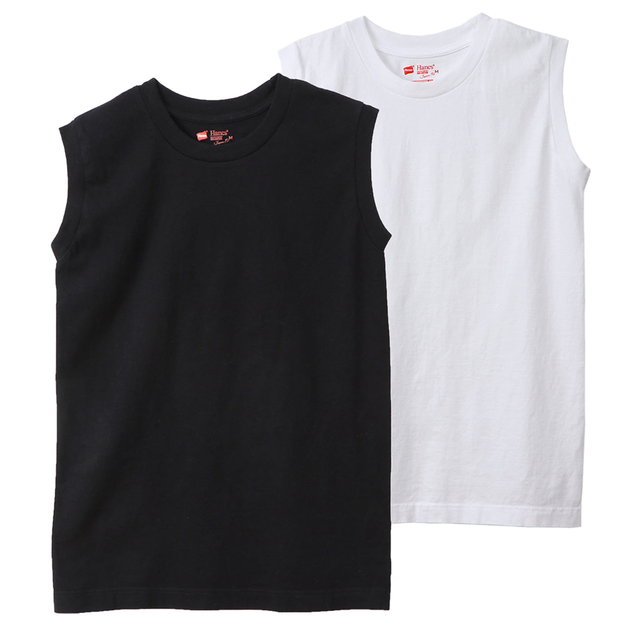 レディース スリーブレス Tシャツ 2枚組 M・L トップス コットン Tシャツ スリーブレス クルーネック 無地 hanes ジャパンフィット
